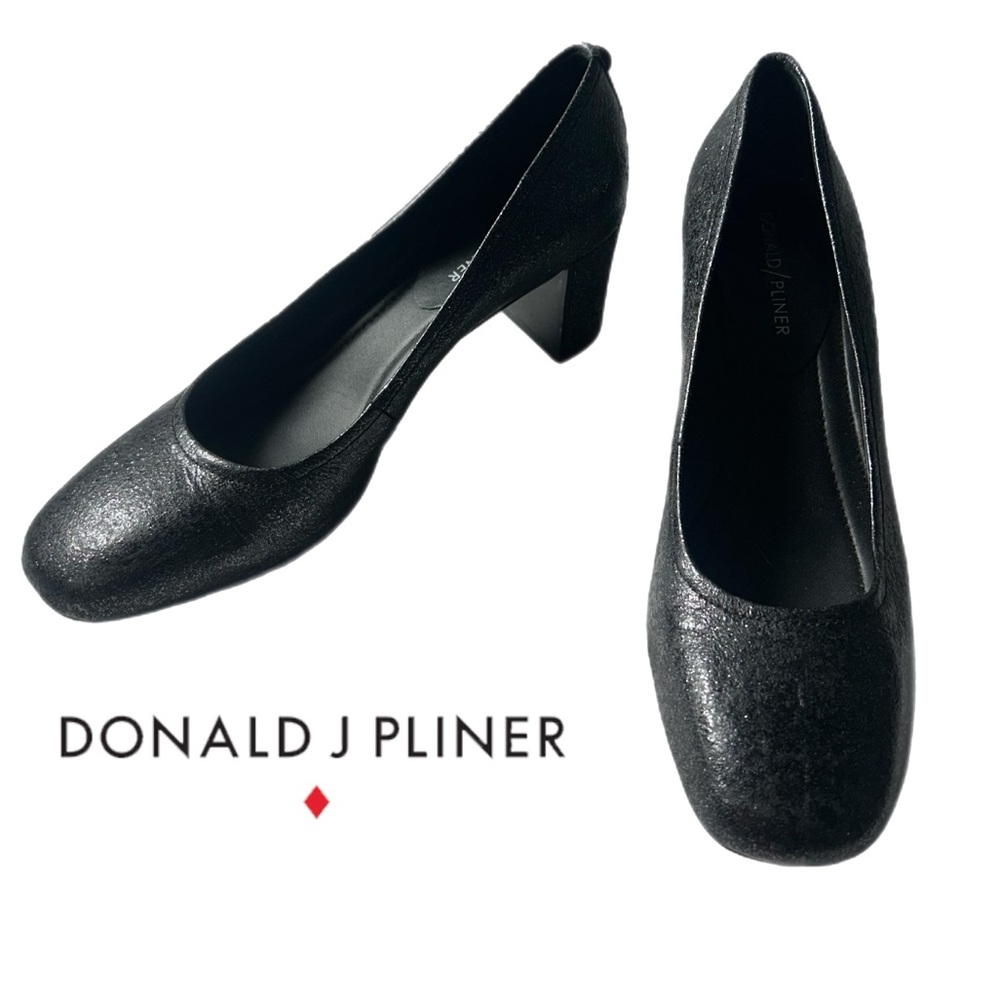 Donald Pliner Black Sleek Sparkle Block Heel Shoes Women’s size 8N